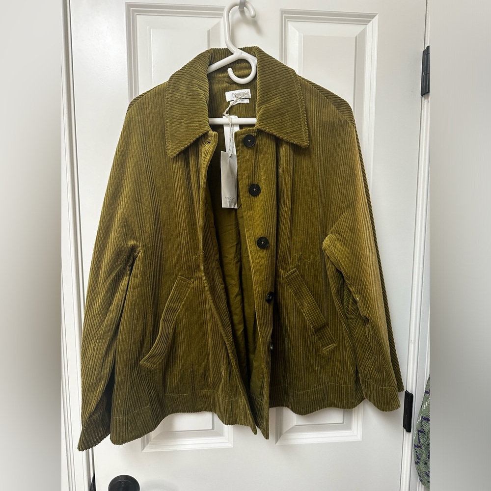 TOAST ORGANIC CORD SWINGY JACKET WOODLAND GREEN